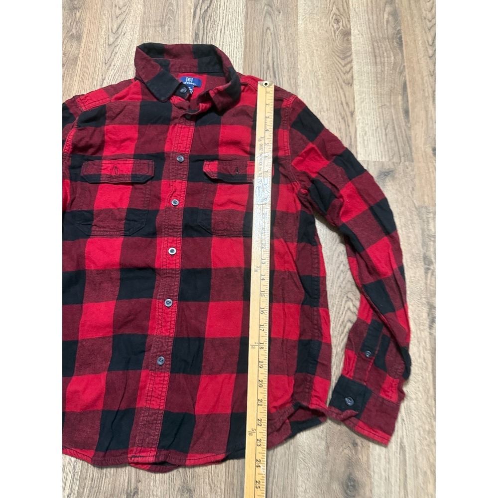 George Shirt, Men's Size Medium Red Black Plaid Long Sleeve Button Up - Picture 7 of 10